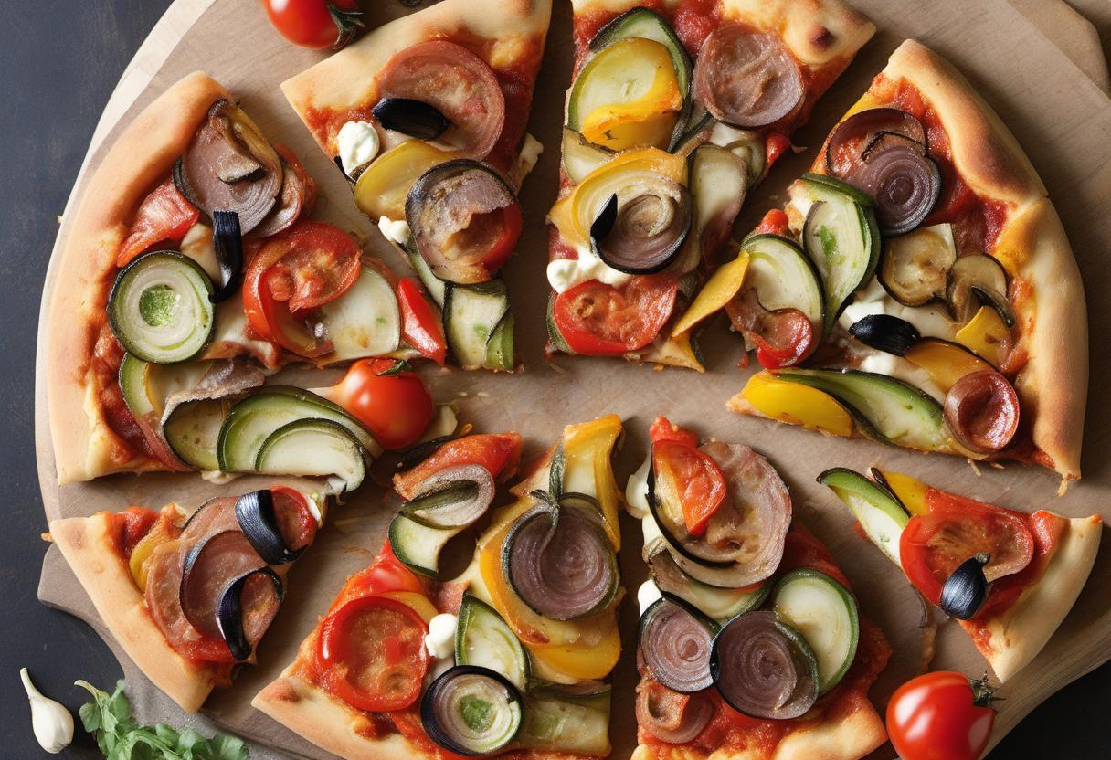 Image showing the final output answering the question: How do I make a ratatouille pizza.