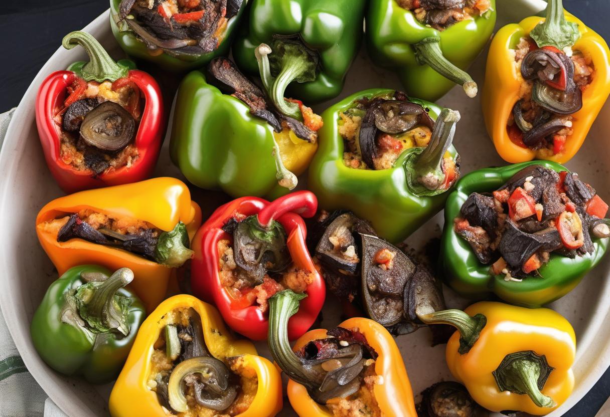 Image showing the final output answering the question: How do I make ratatouille stuffed peppers.
