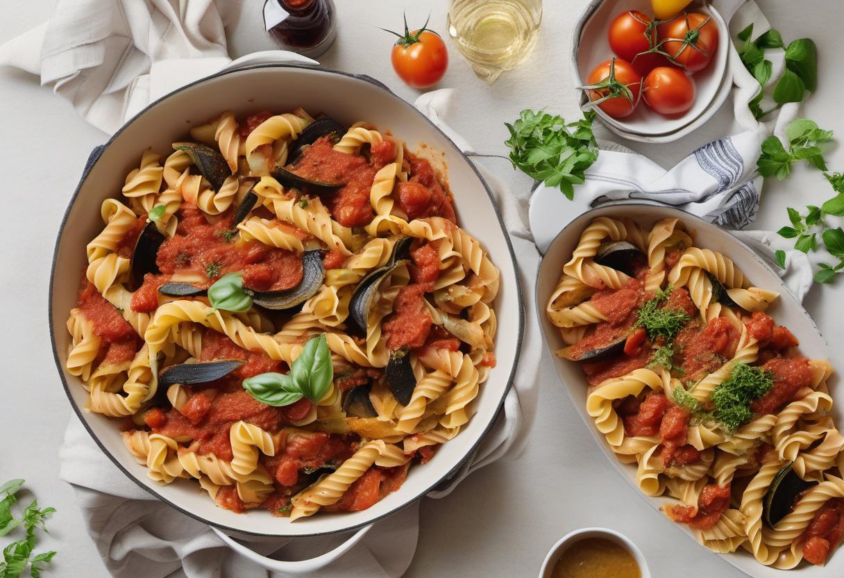 Image showing the final output answering the question: How do I make ratatouille pasta.