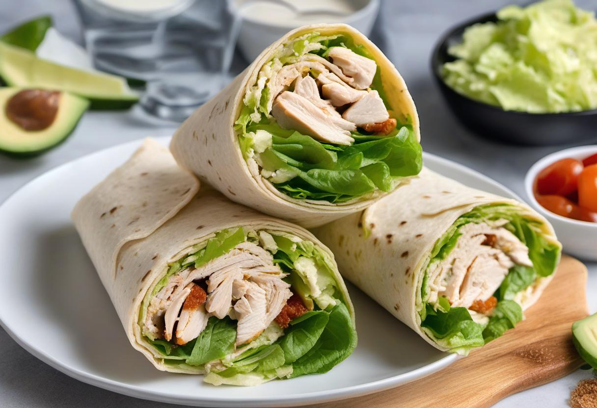 Image showing the final output answering the question: How do I make a Chicken Caesar Wrap with a twist.