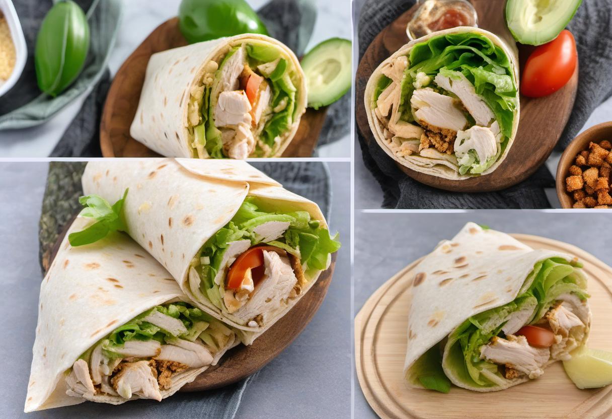 Image showing the final output answering the question: How do I add a flavorful twist to my Chicken Caesar Wrap.