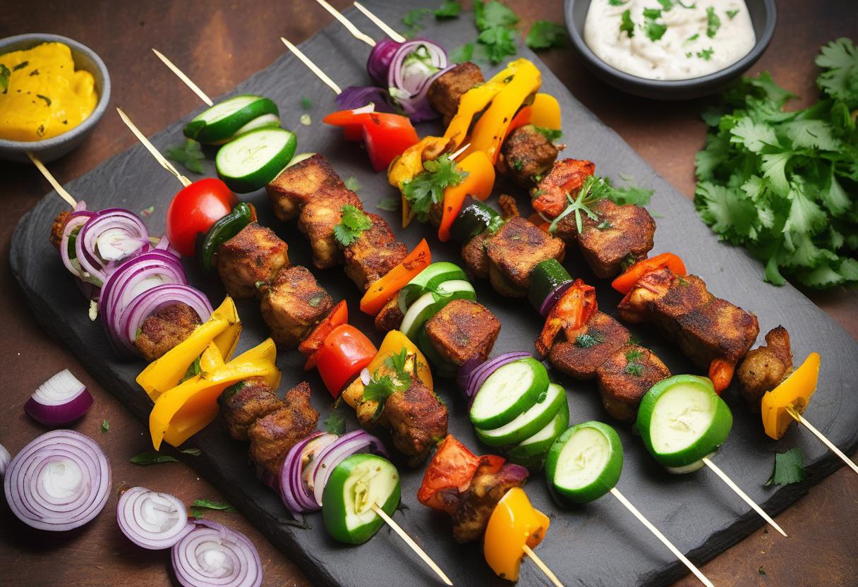 Image showing the final output answering the question: How do I make vegetarian kebabs.