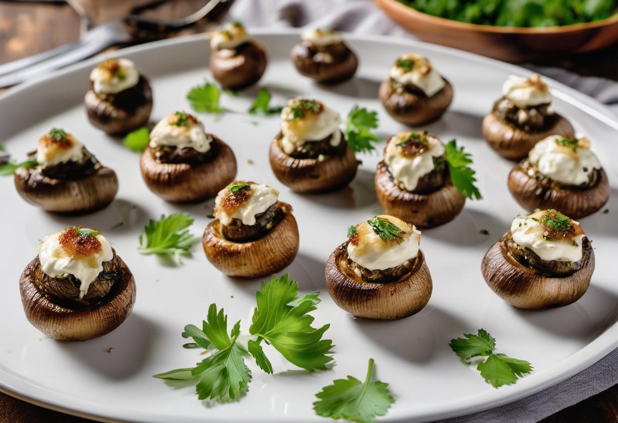 Image showing the final output answering the question: How do I create Labneh-stuffed mushrooms.