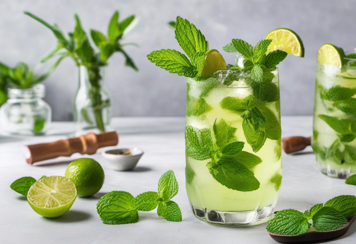 Image showing the final output answering the question: How do I make a non-alcoholic Mint Mojito mocktail.