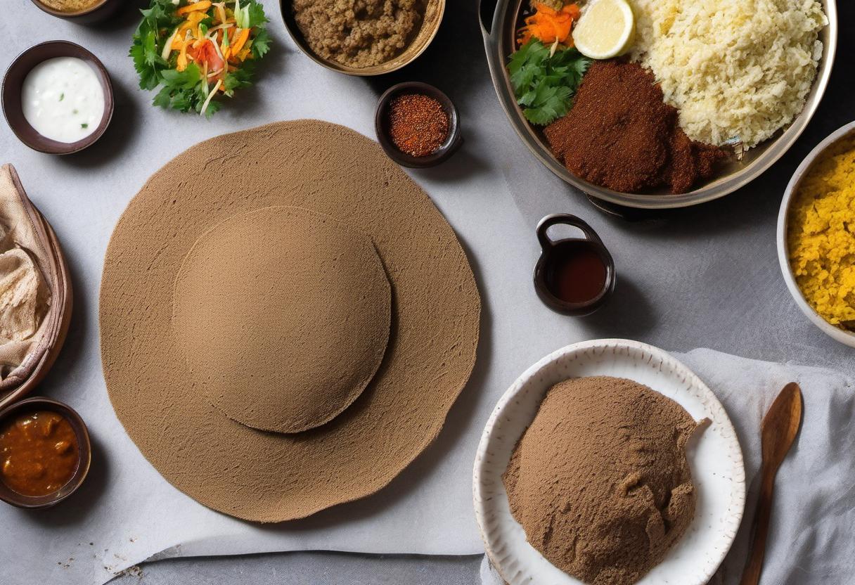 Image showing the final output answering the question: How do I make authentic Injera with Doro Wat.