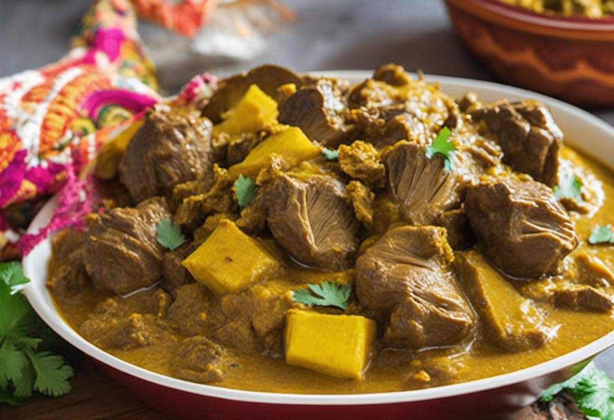 Image showing the final output answering the question: How do I cook a Jamaican-style Curried Goat.