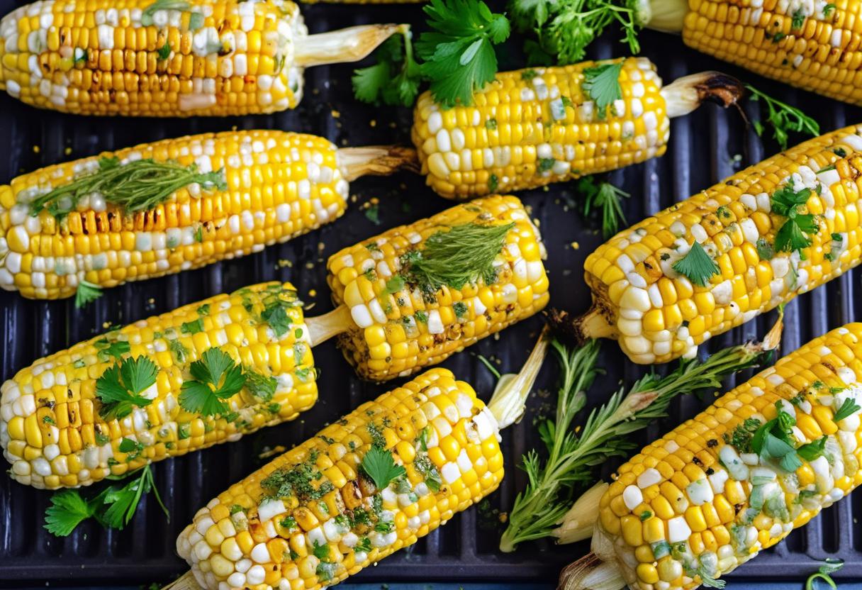 Image showing the final output answering the question: How do I make Grilled Corn with Herb Butter.
