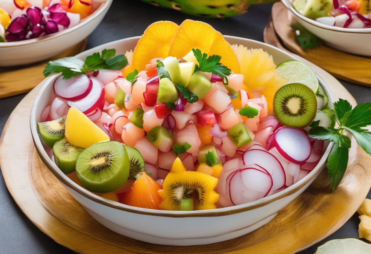 Image showing the final output answering the question: How do I upgrade my ceviche game with exotic fruits.