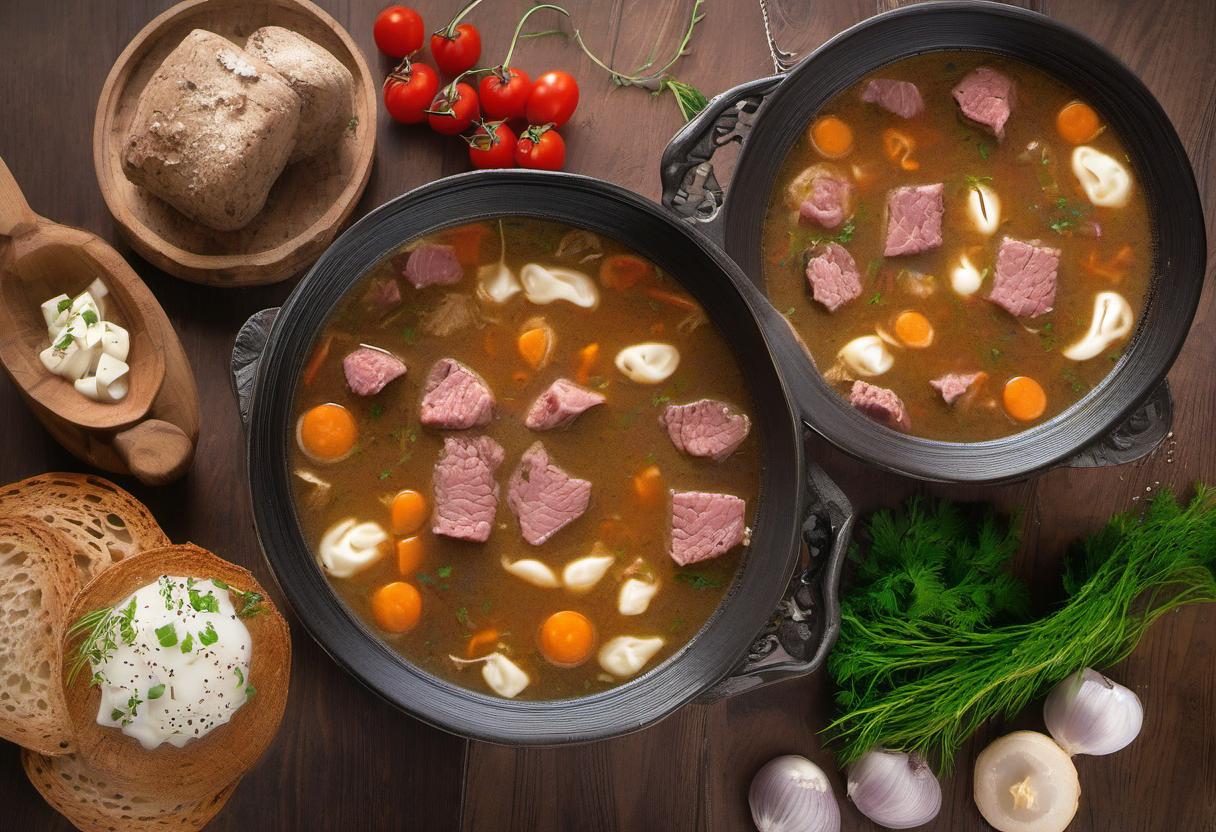 Image showing the final output answering the question: How do I impress with Seljanka Estonian Meat Soup.