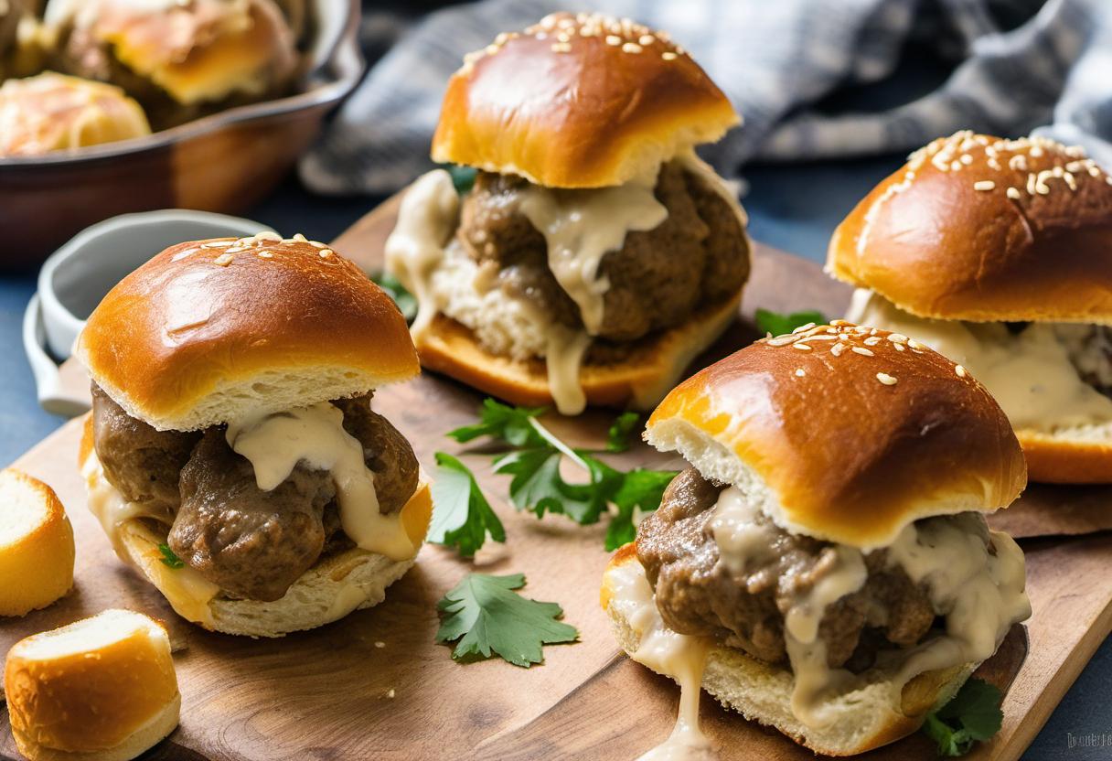 Image showing the final output answering the question: How do I make Swedish Meatball Sliders.