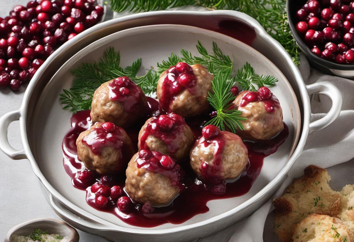 Image showing the final output answering the question: How do I serve Swedish Meatballs with Lingonberry Sauce.