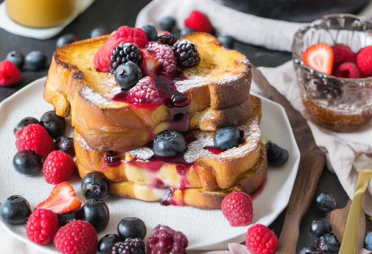 Image showing the final output answering the question: How do I make Berry Stuffed French Toast.