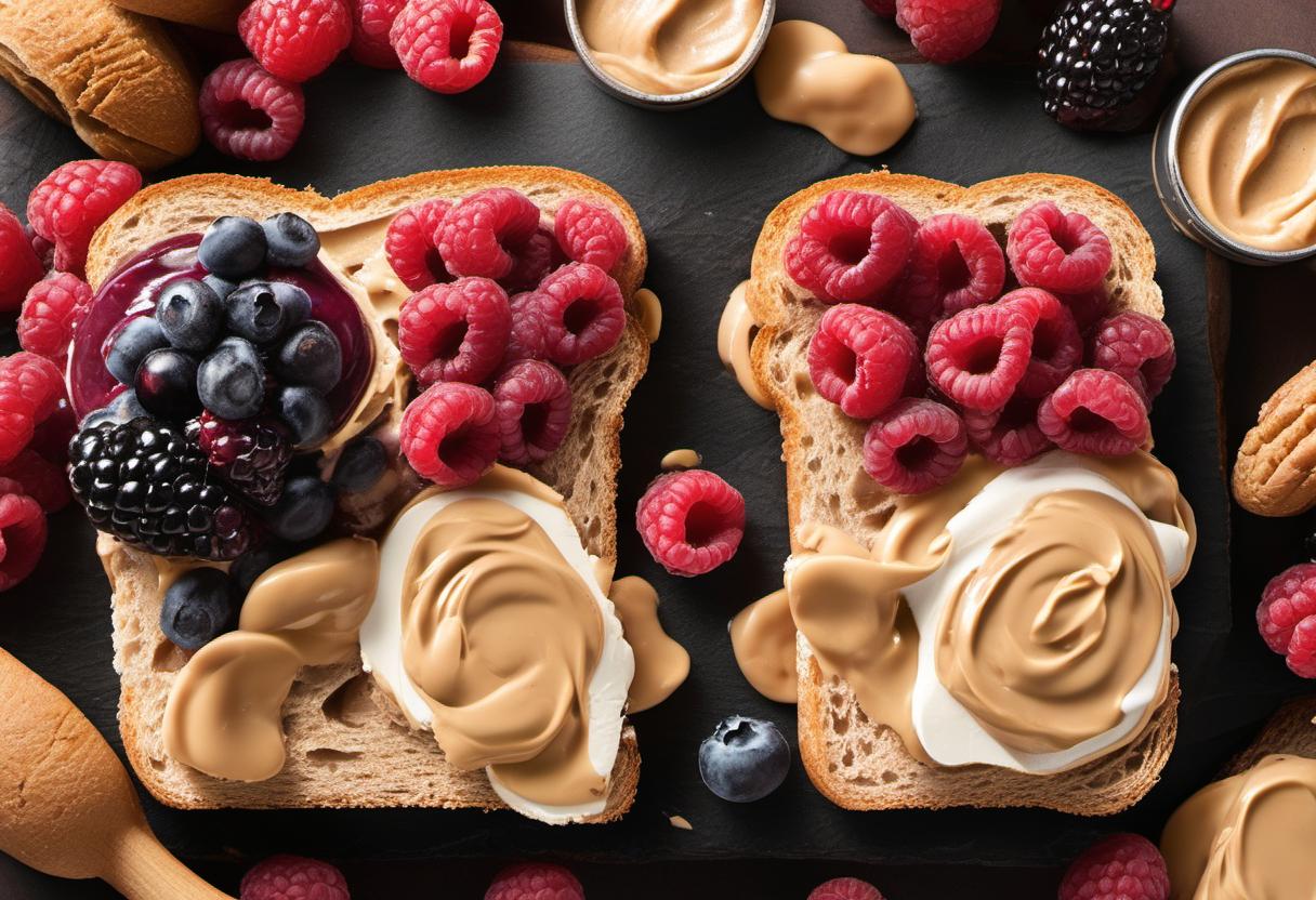Image showing the final output answering the question: How do I make a gourmet Peanut Butter  Jelly Sandwich.