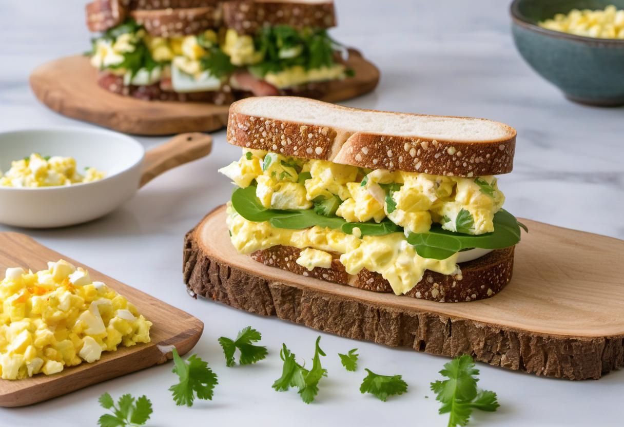 Image showing the final output answering the question: How do I make a gourmet Egg Salad Sandwich.