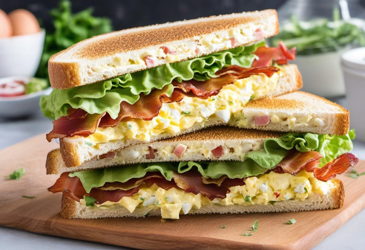 Image showing the final output answering the question: How do I make an Egg Salad BLT Sandwich.