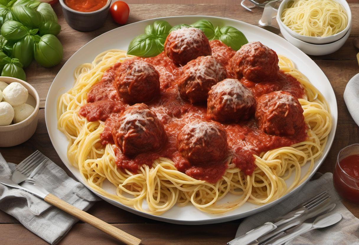 Image showing the final output answering the question: How do I make spaghetti and meatballs fun for the whole family.