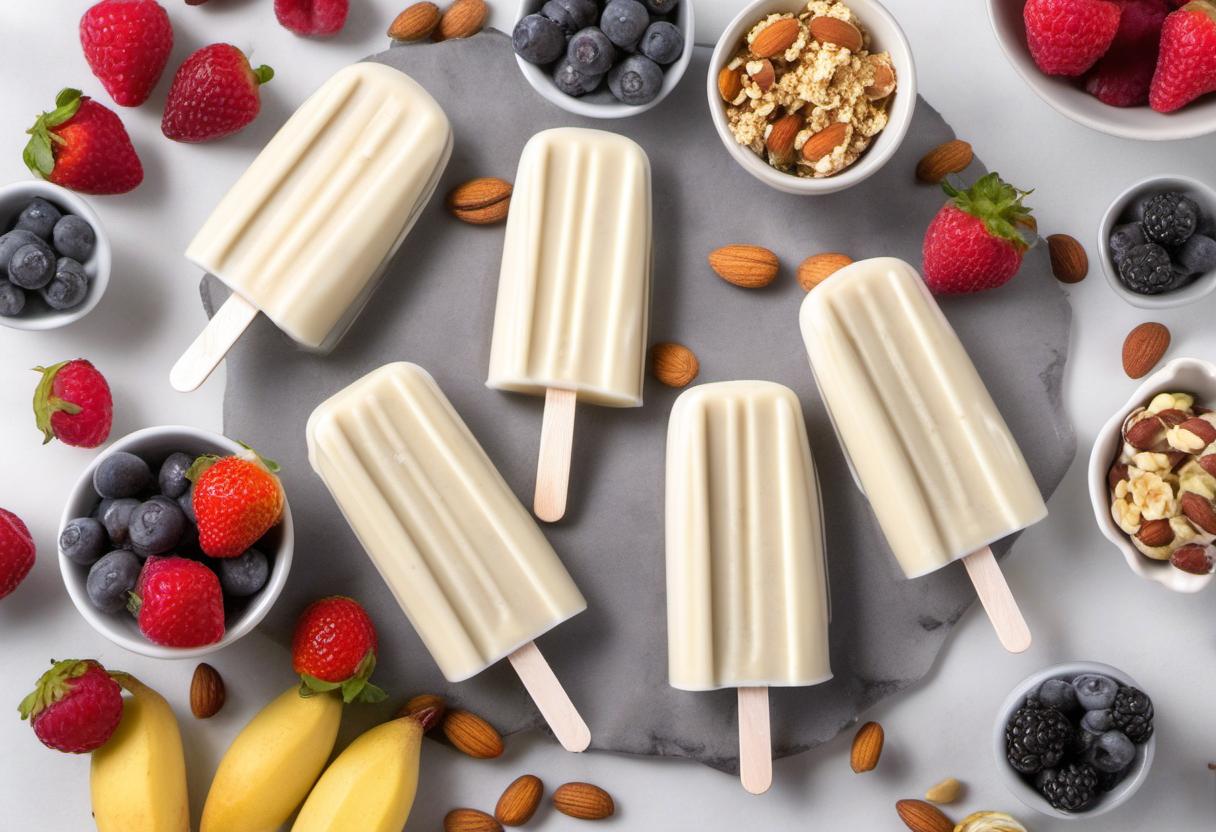 Image showing the final output answering the question: How do I make creamy yogurt popsicles with a twist.