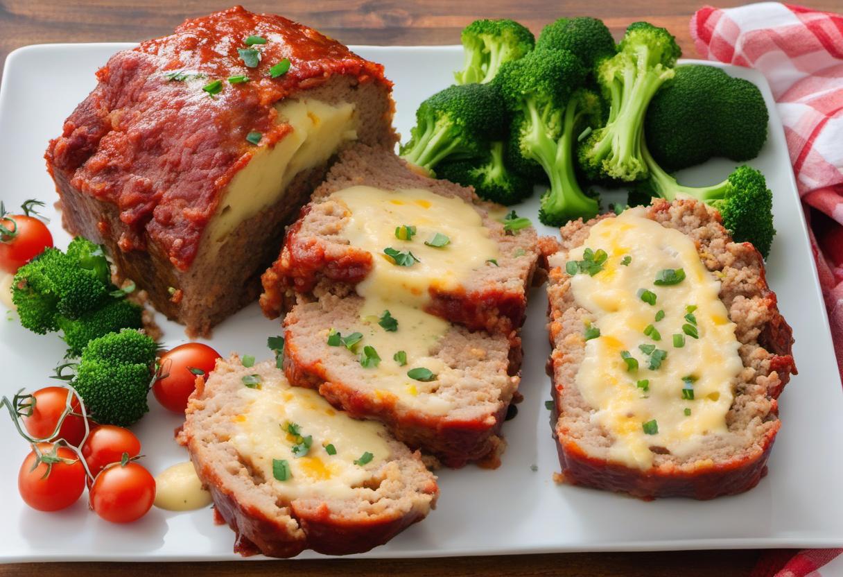 Image showing the final output answering the question: How do I make mashed potato stuffed meatloaf.