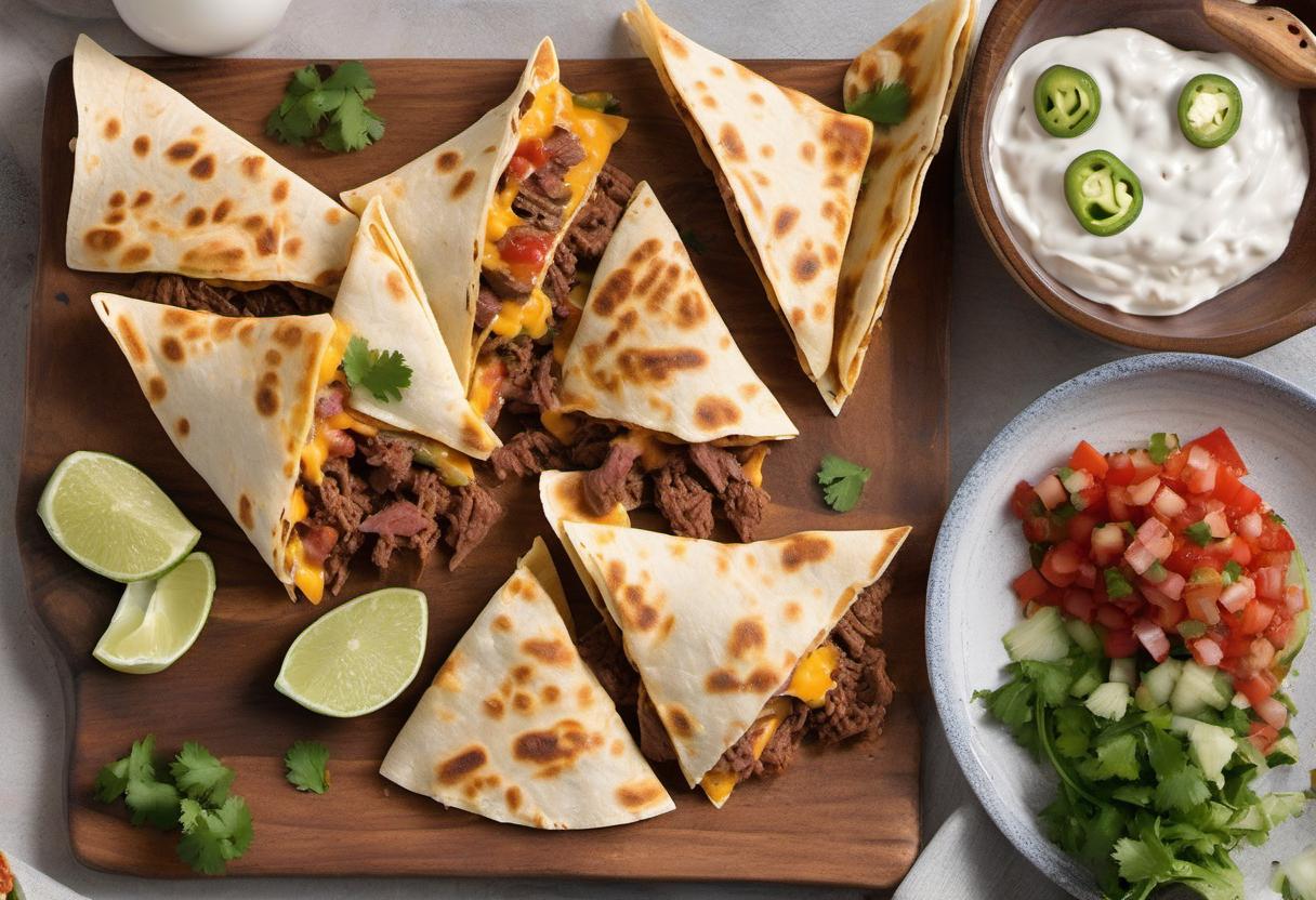 Image showing the final output answering the question: How do I prepare mouthwatering beef and cheese quesadillas.