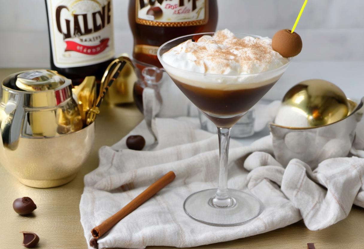 Image showing the final output answering the question: How do I mix up a Root Beer Float Martini.