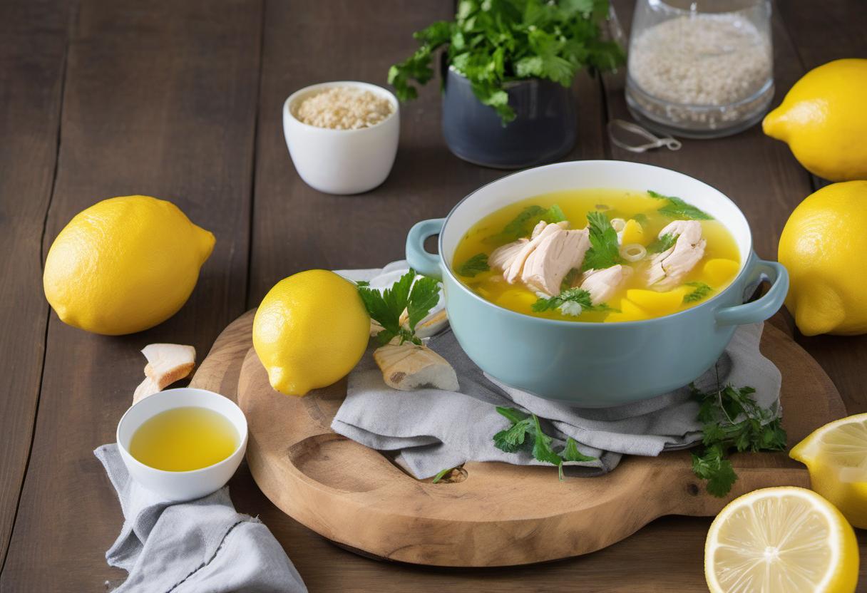 Image showing the final output answering the question: How do I cook a zesty Lemon Chicken Soup.