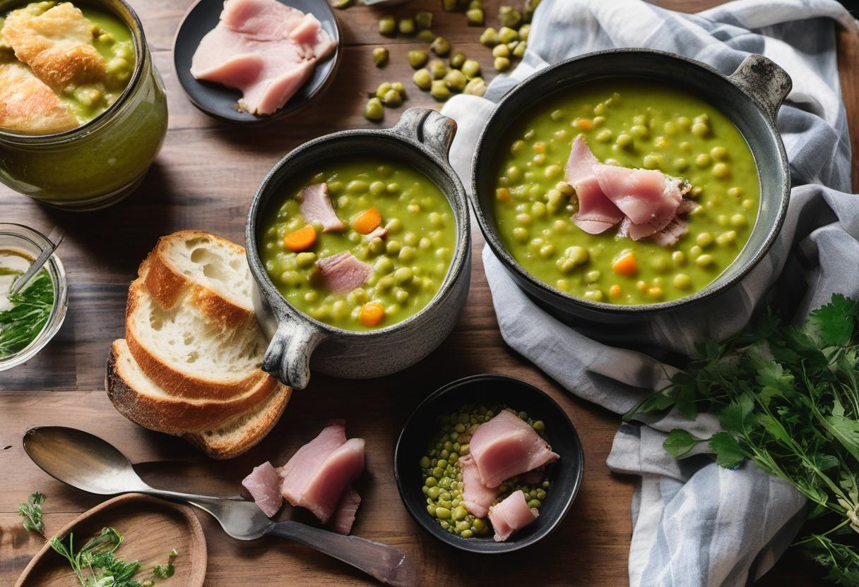 Image showing the final output answering the question: How do I make a hearty Split Pea Soup with Ham.