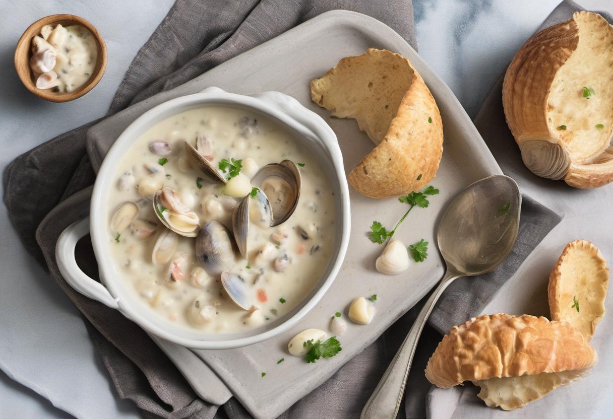Image showing the final output answering the question: How do I make New England Clam Chowder.