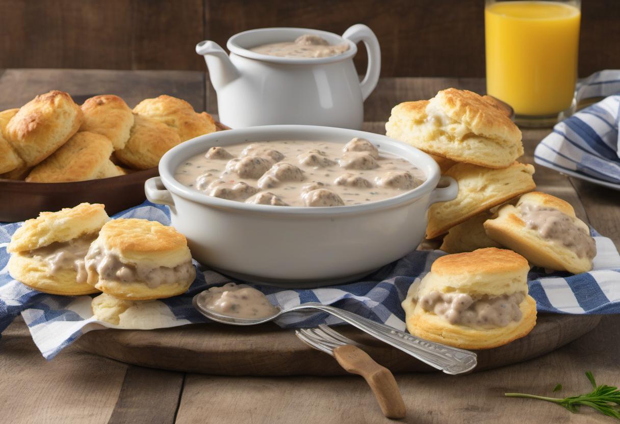 Image showing the final output answering the question: How do I surprise my taste buds with Sausage Gravy and Biscuits.