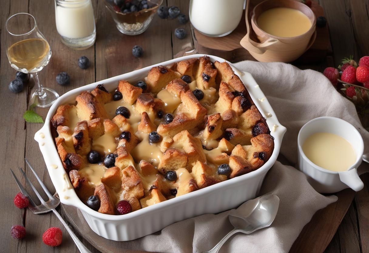 Image showing the final output answering the question: How do I make the best Bread Pudding with Vanilla Sauce.
