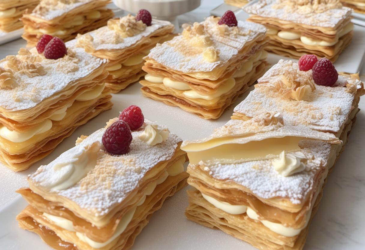 Image showing the final output answering the question: How do I create a show-stopping Mille-Feuille dessert.