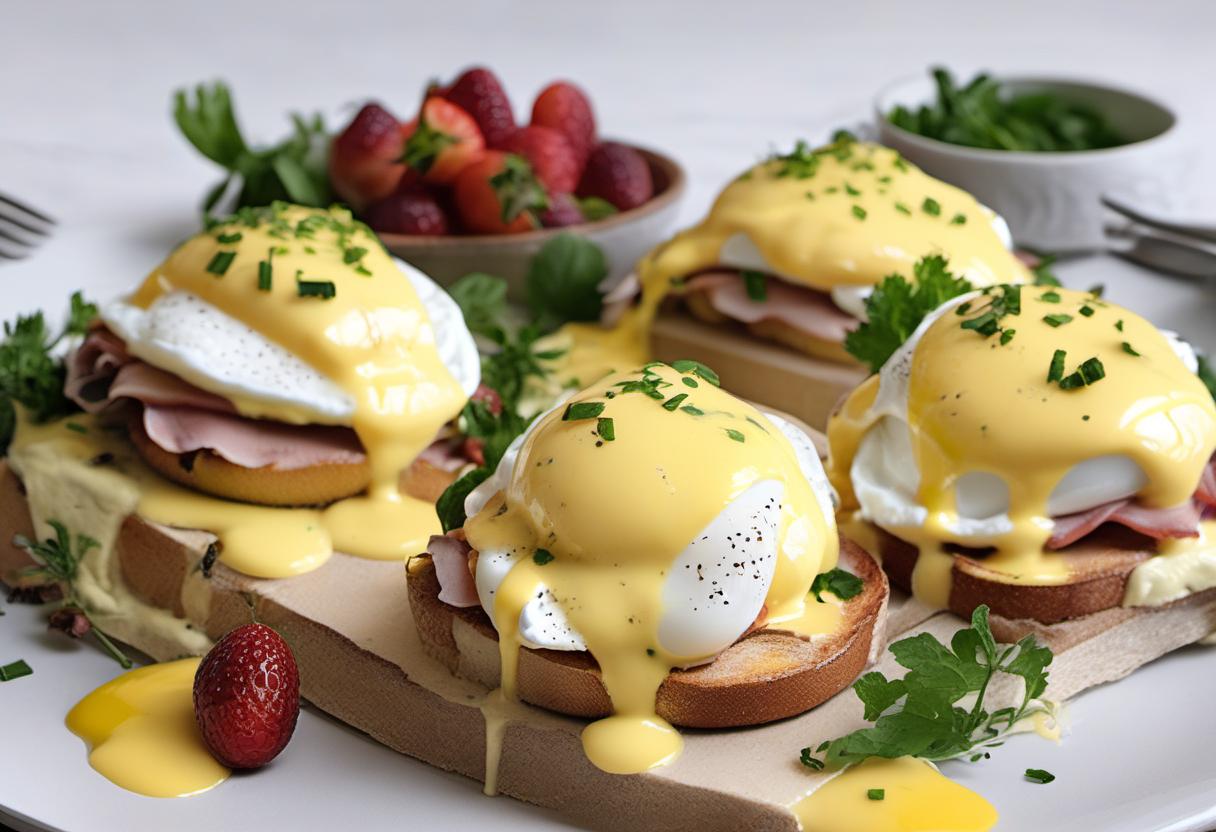 Image showing the final output answering the question: How do I make a show-stopping Eggs Benedict with Hollandaise Sauce.