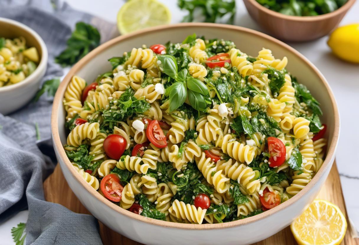 Image showing the final output answering the question: How do I create Chimichurri Pasta Salad.