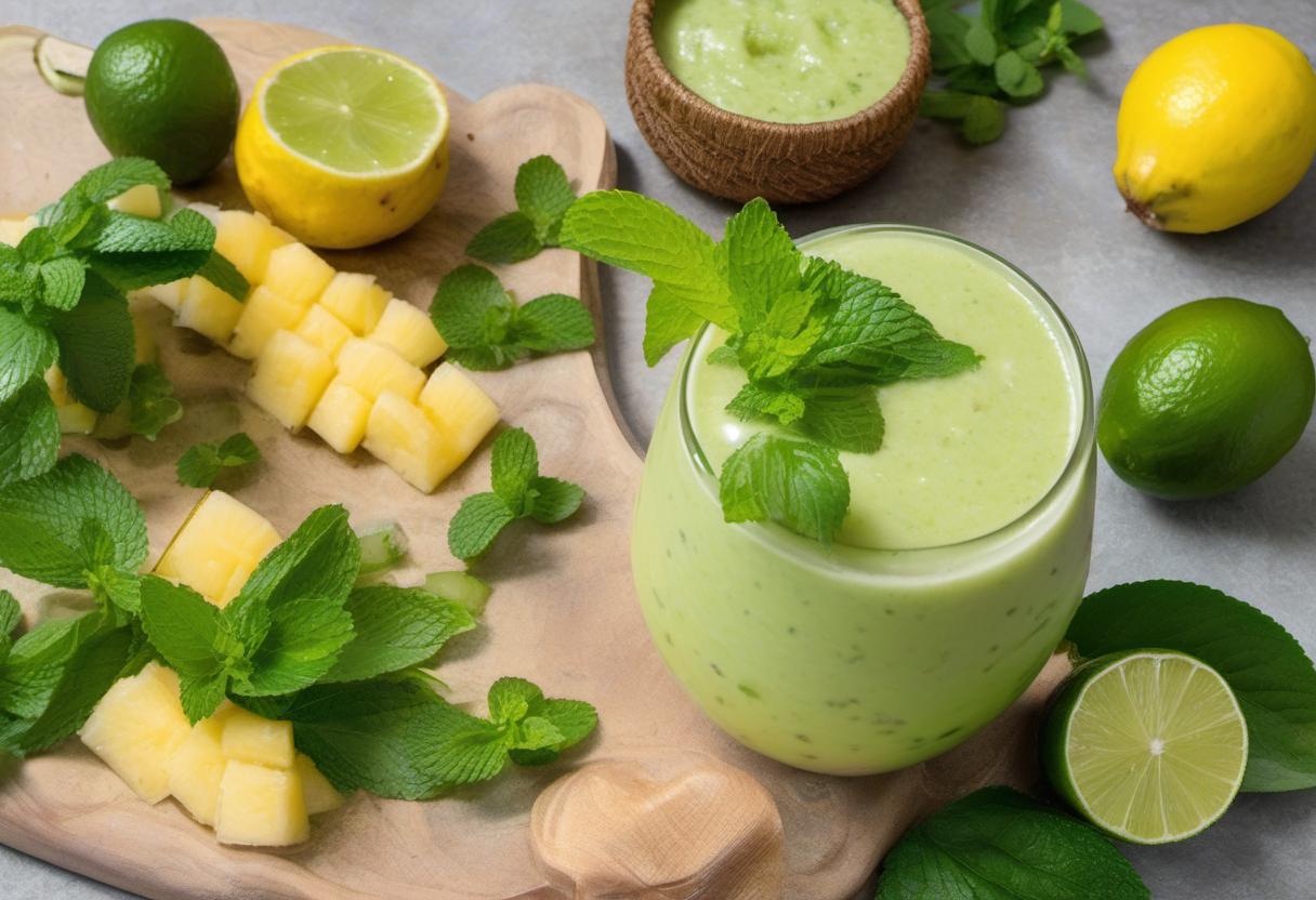 Image showing the final output answering the question: How do I create a tropical Mojito smoothie.