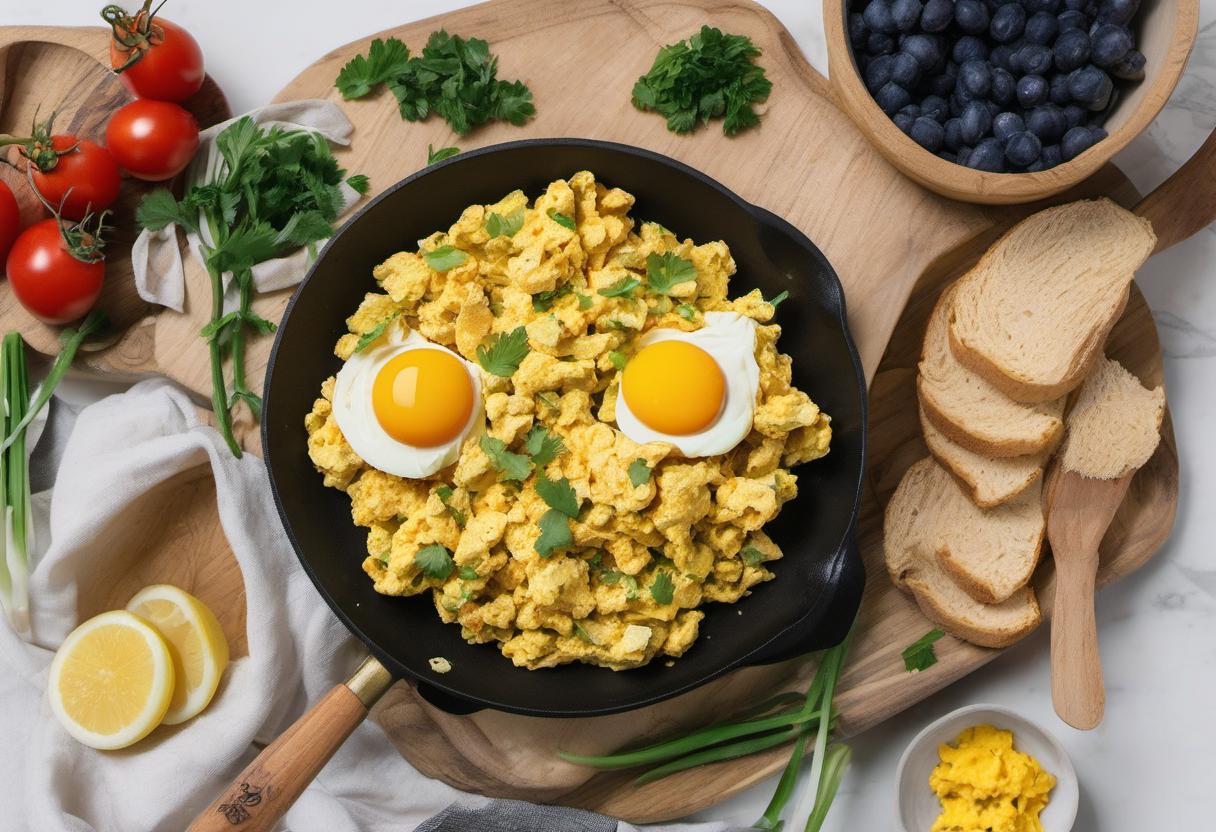 Image showing the final output answering the question: How do I create Tofu Scrambled Eggs for Vegans.