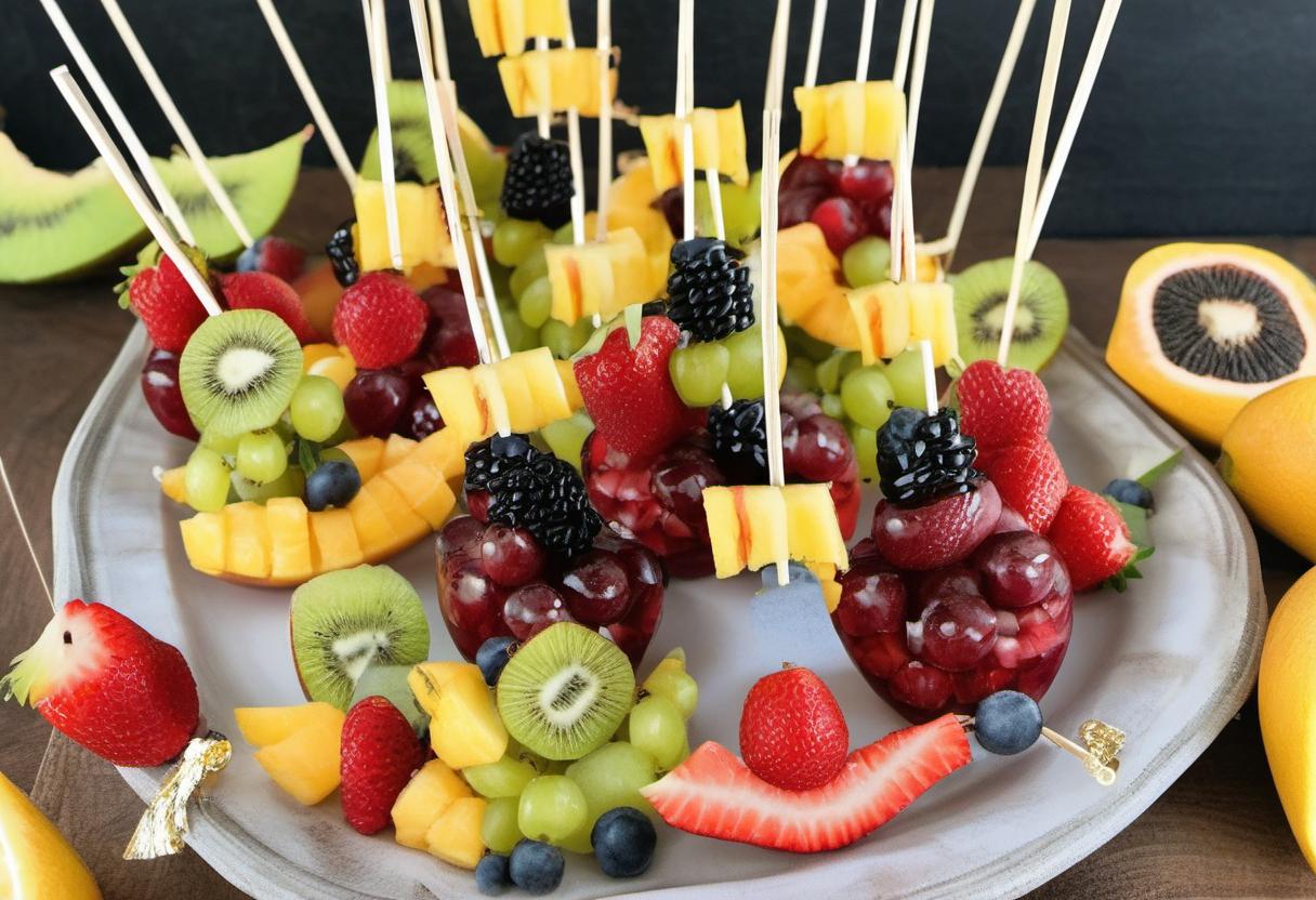 Image showing the final output answering the question: How do I make Pirate Ship Fruit Skewers.