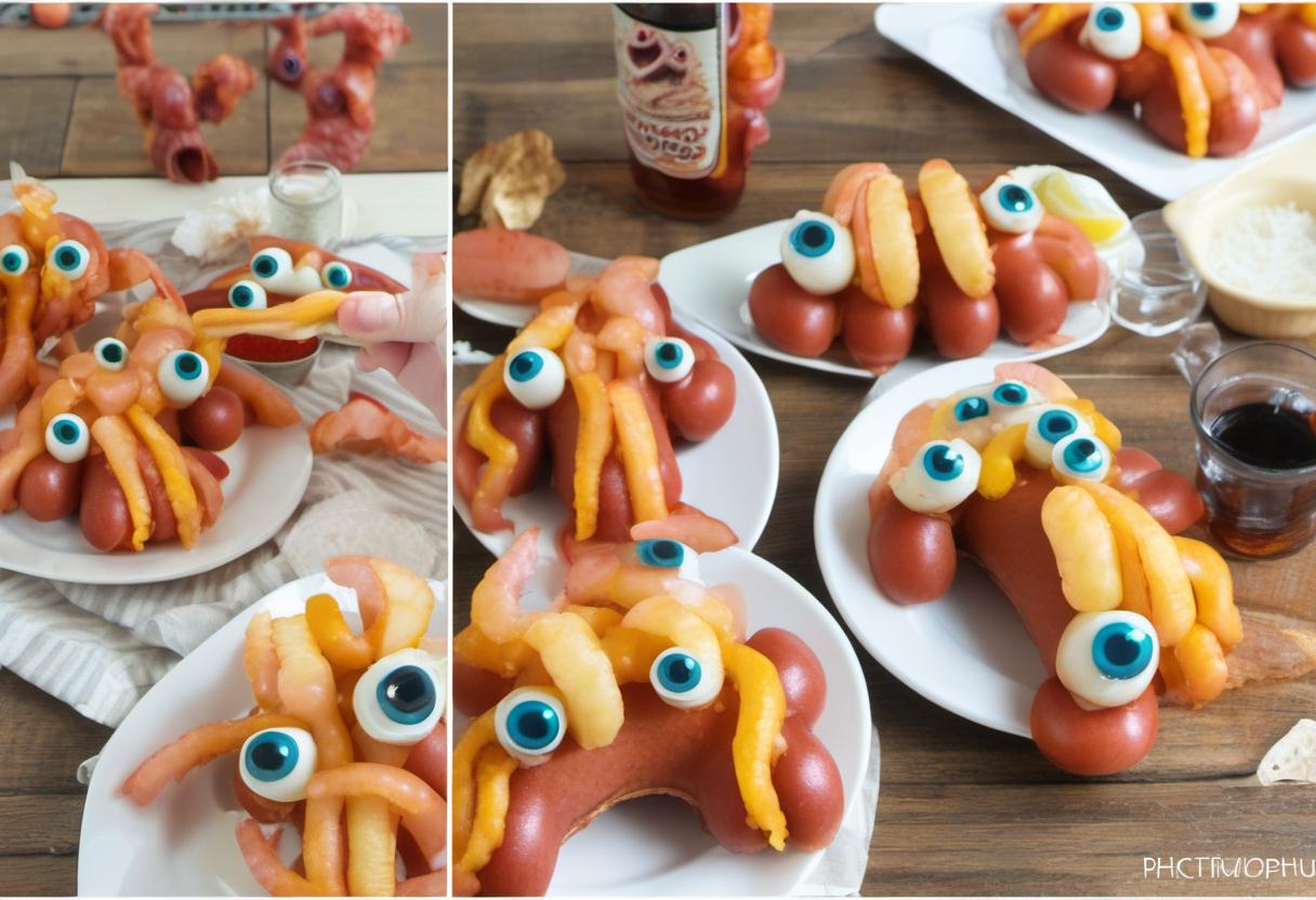 Image showing the final output answering the question: How do I make Sea Monster Hot Dog Octopuses.