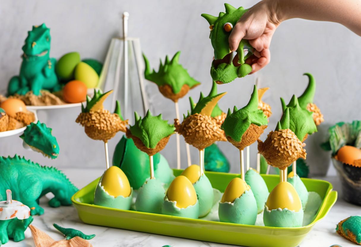 Image showing the final output answering the question: How do I host a Dino Egg Cake Pops baking party.