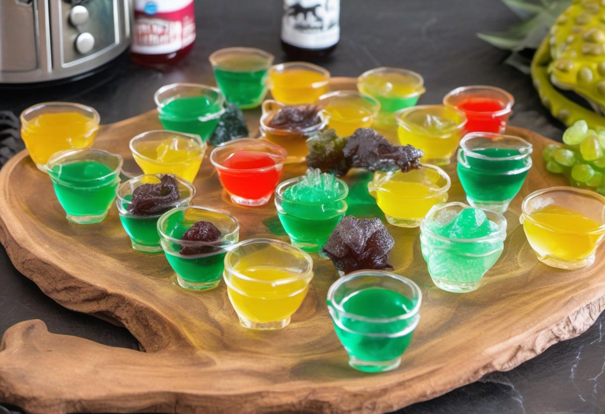 Image showing the final output answering the question: How do I make Prehistoric Jello Shots.