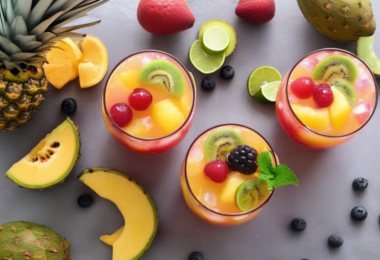 Image showing the final output answering the question: How do I create a Tropical Fruit Punch mocktail.