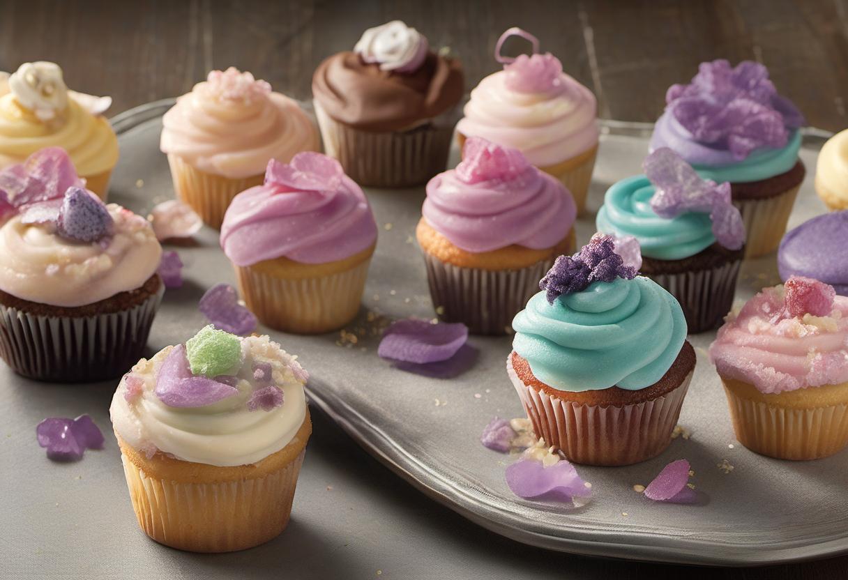 Image showing the final output answering the question: How do I create flavors of the enchanted mini cupcakes.