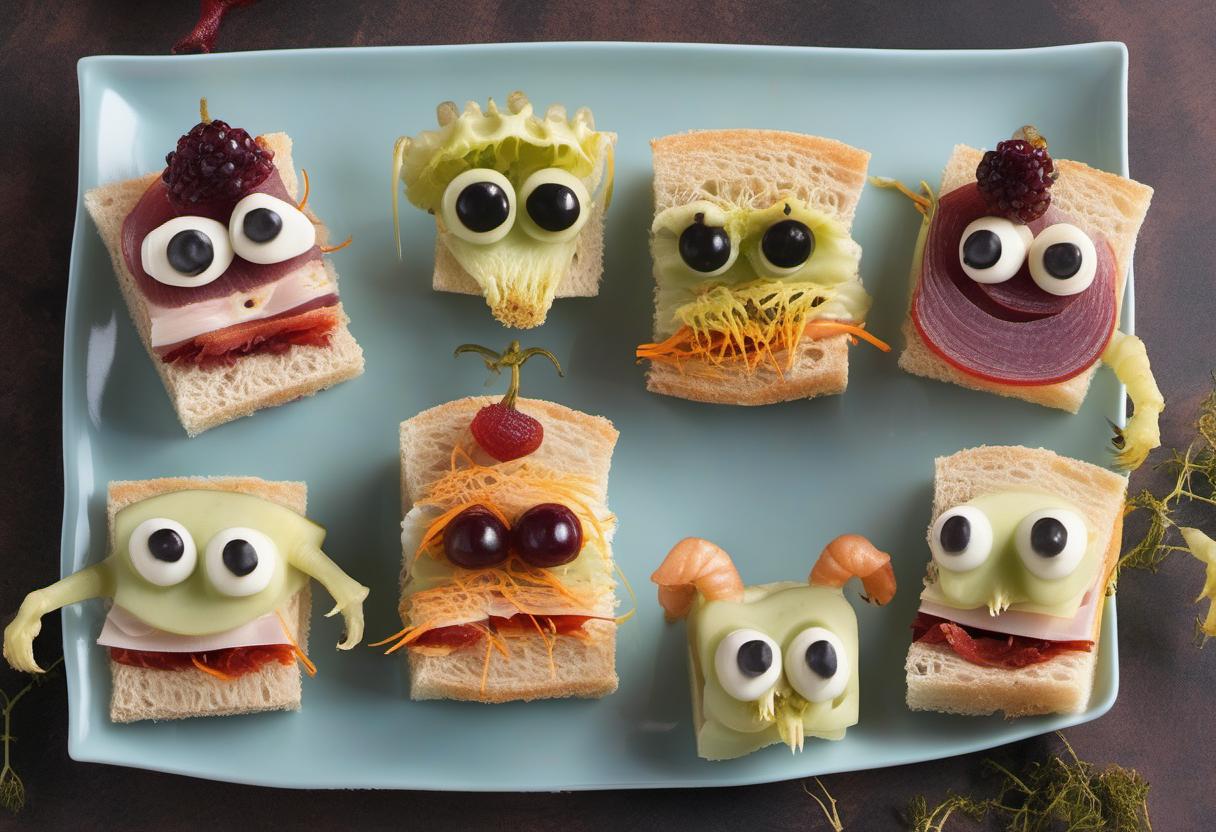 Image showing the final output answering the question: How do I create a creepy twist on Finger Sandwiches.