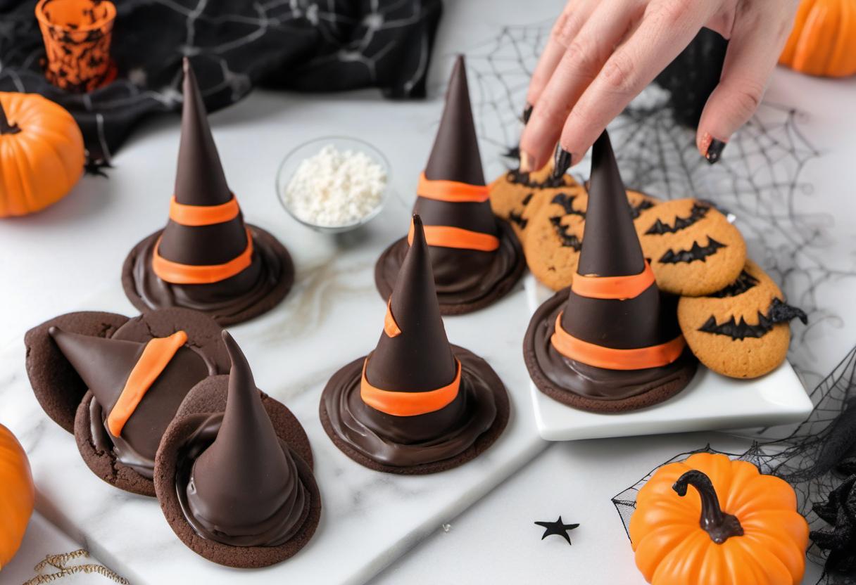 Image showing the final output answering the question: How do I make Witchs Hat Cookies.