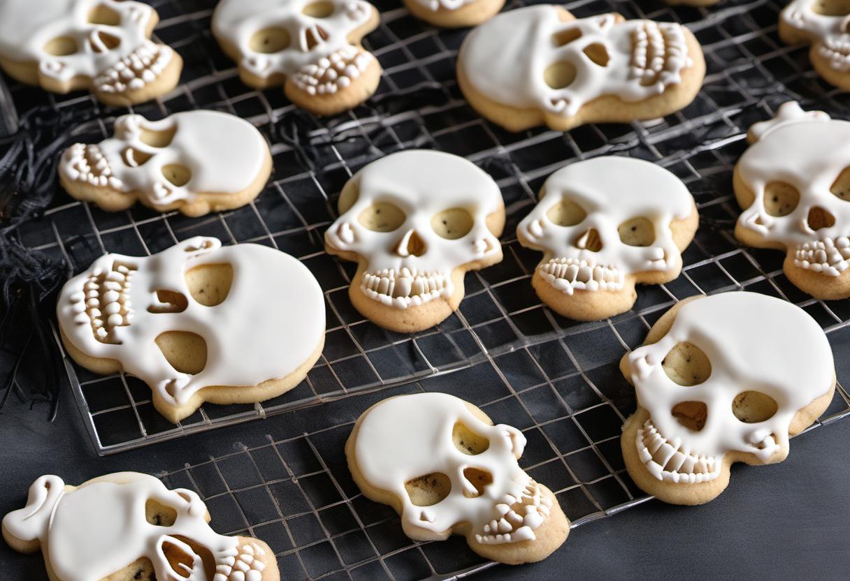 Image showing the final output answering the question: How do I bake sugar cookies in the shape of skulls.