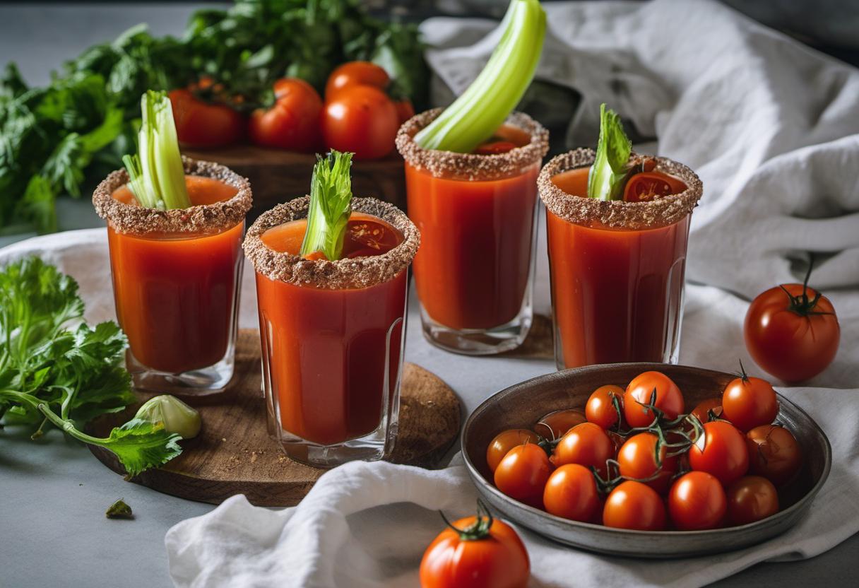 Image showing the final output answering the question: How do I make a Spicy Bloody Mary Tomato Juice.