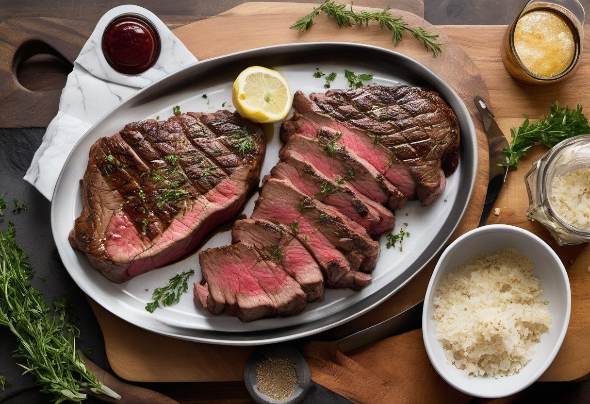 Image showing the final output answering the question: How do I marinate steak for a perfect sear.