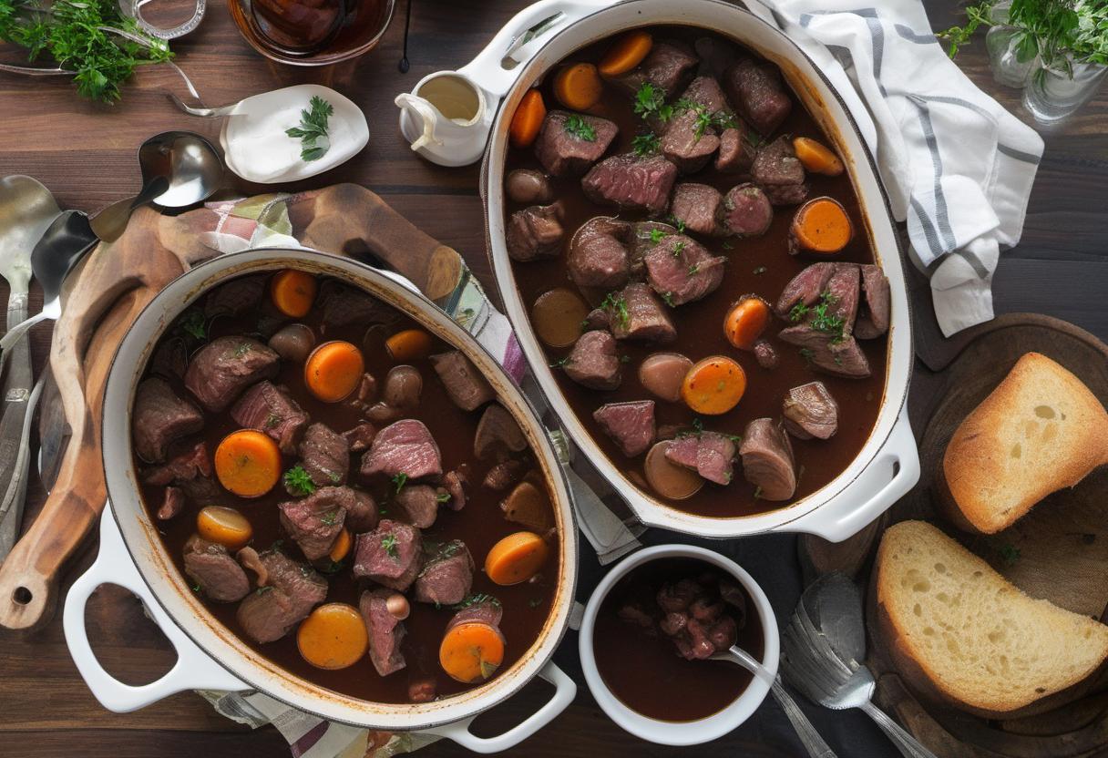 Image showing the final output answering the question: How do I make Beef Bourguignon without red wine.