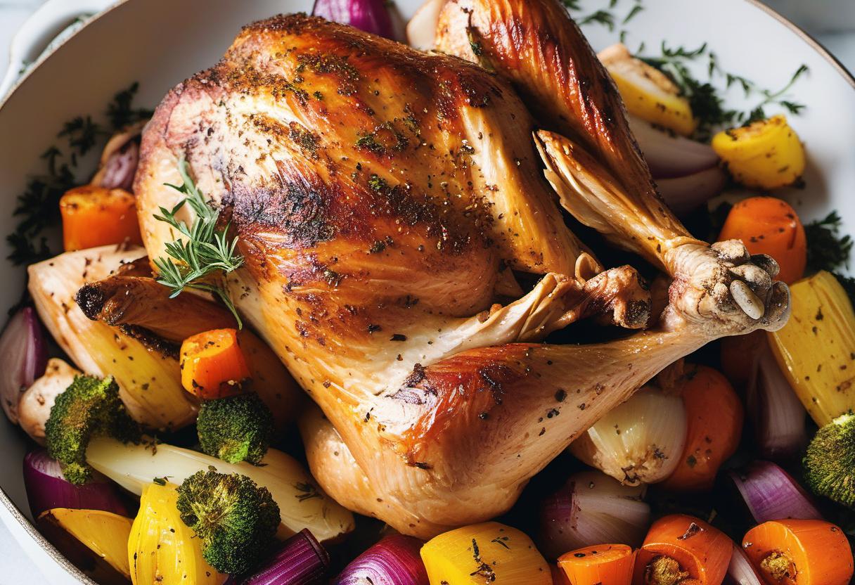 Image showing the final output answering the question: How do I spice up my roast chicken and veggies.
