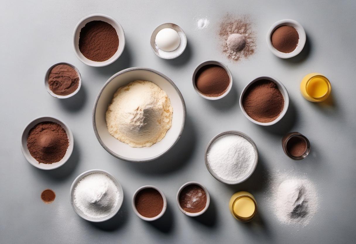 Items needed to answer the question, How do I make gluten-free brownies. Items include:  Gluten-free flour blend  Cocoa powder  Baking powder  Salt  Unsalted butter  Granulated sugar  Eggs  Vanilla extract