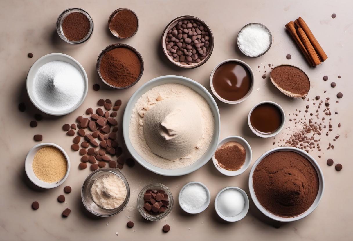 Items needed to answer the question, make vegan brownies. Items include:  all-purpose flour  cocoa powder  baking powder  salt  coconut oil  sugar  almond milk  vanilla extract  vegan chocolate chips