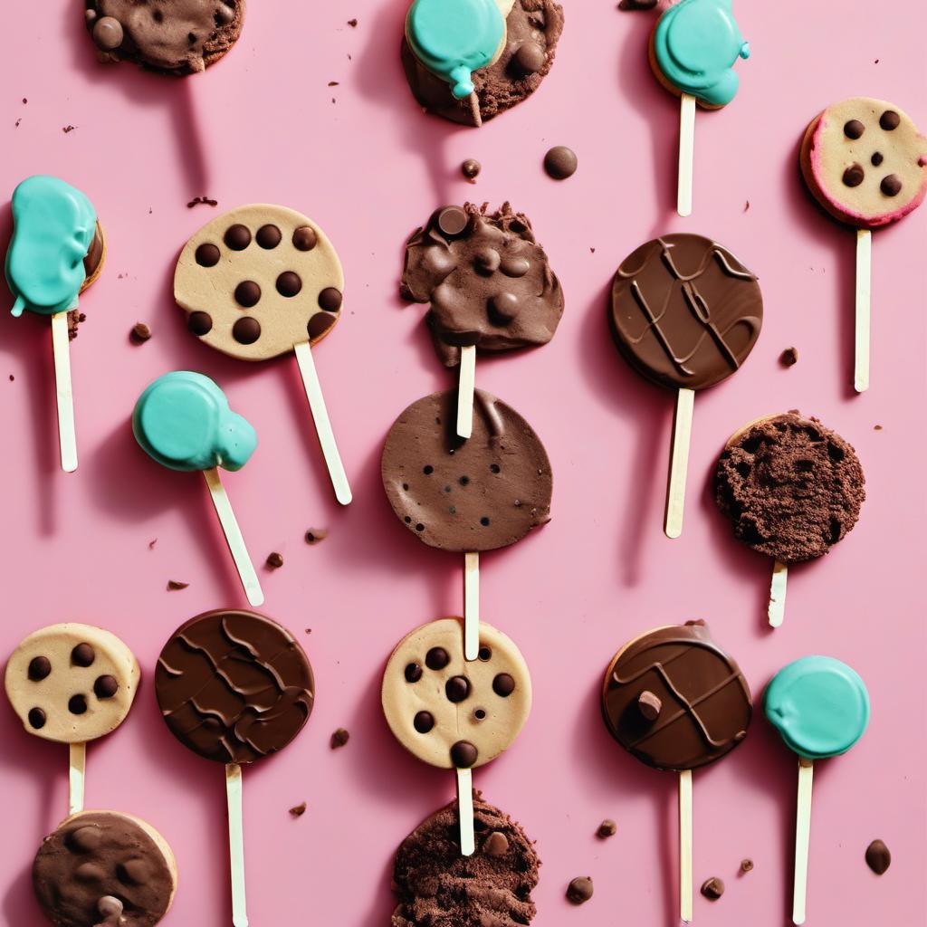 Items needed to answer the question, How do I make lollipop ice cream sandwiches. Items include:  lollipops  ice cream  sandwich cookies  Lollipops  Ice cream (small scoops)  Round cookies  Melted chocolate chips  Ice cream  Lollipops  Crushed toppings